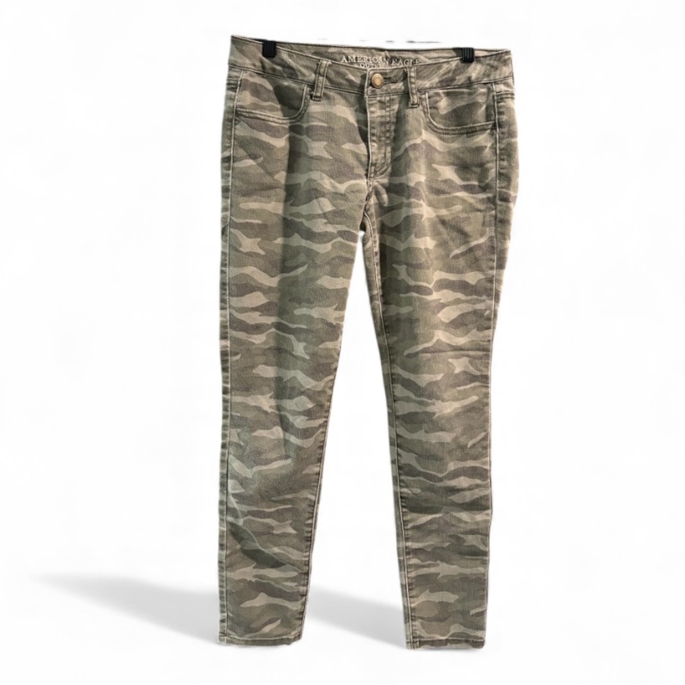American Eagle Camo Stretch Jeggings Green Size 8 Regular Camouflage Skinny Pant